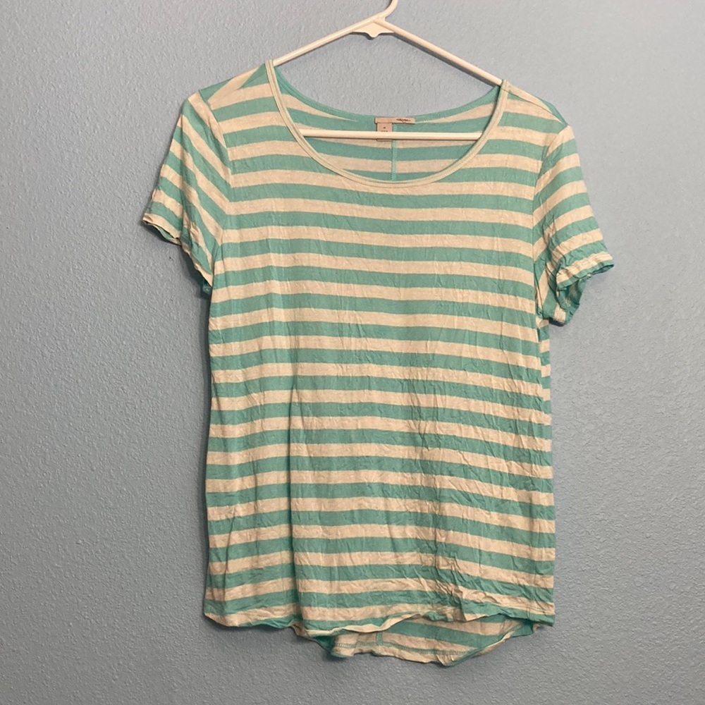 Halogen Scoop Neck Tee - Blue / White Stripes